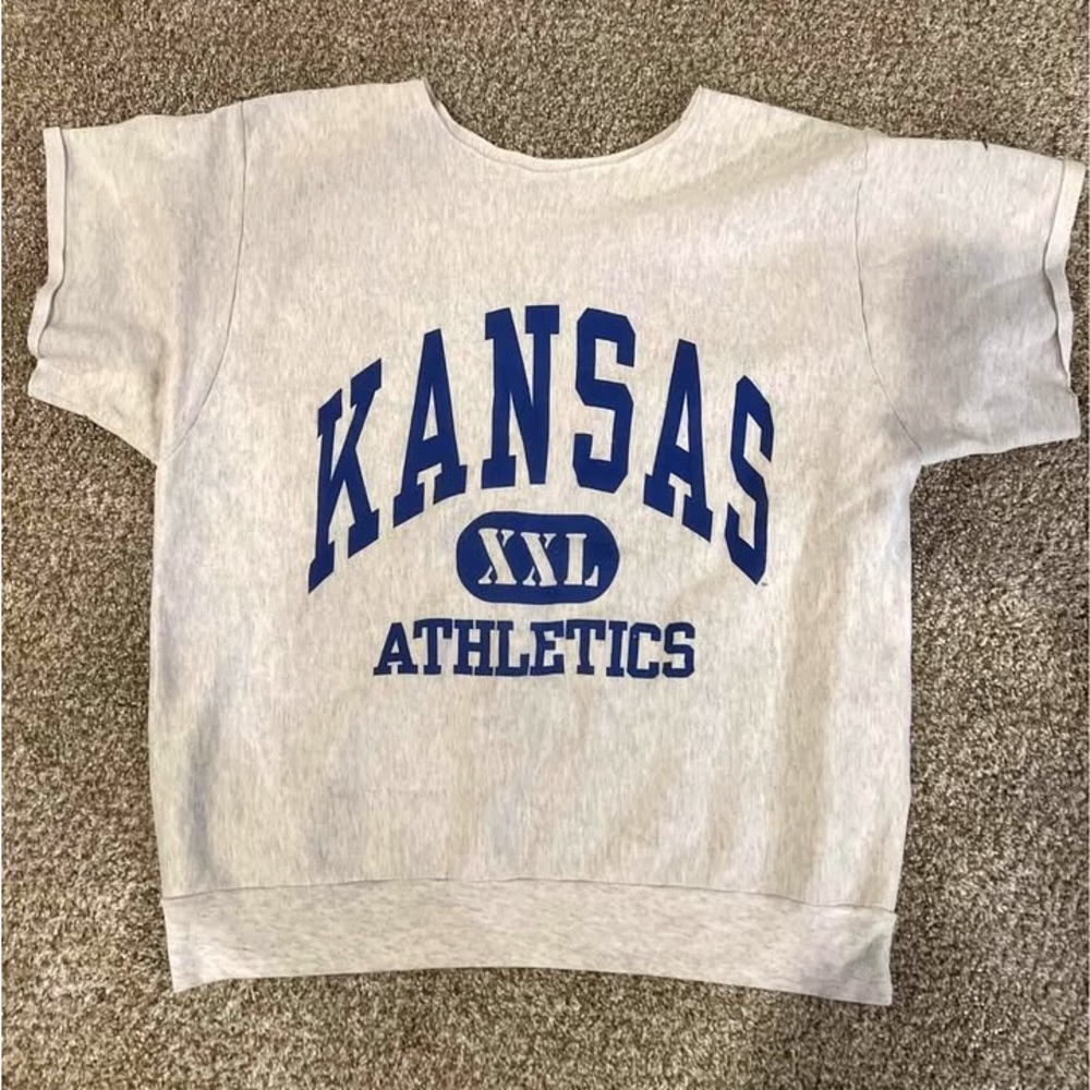 VNTG cropped Kansas gym sweatshirt